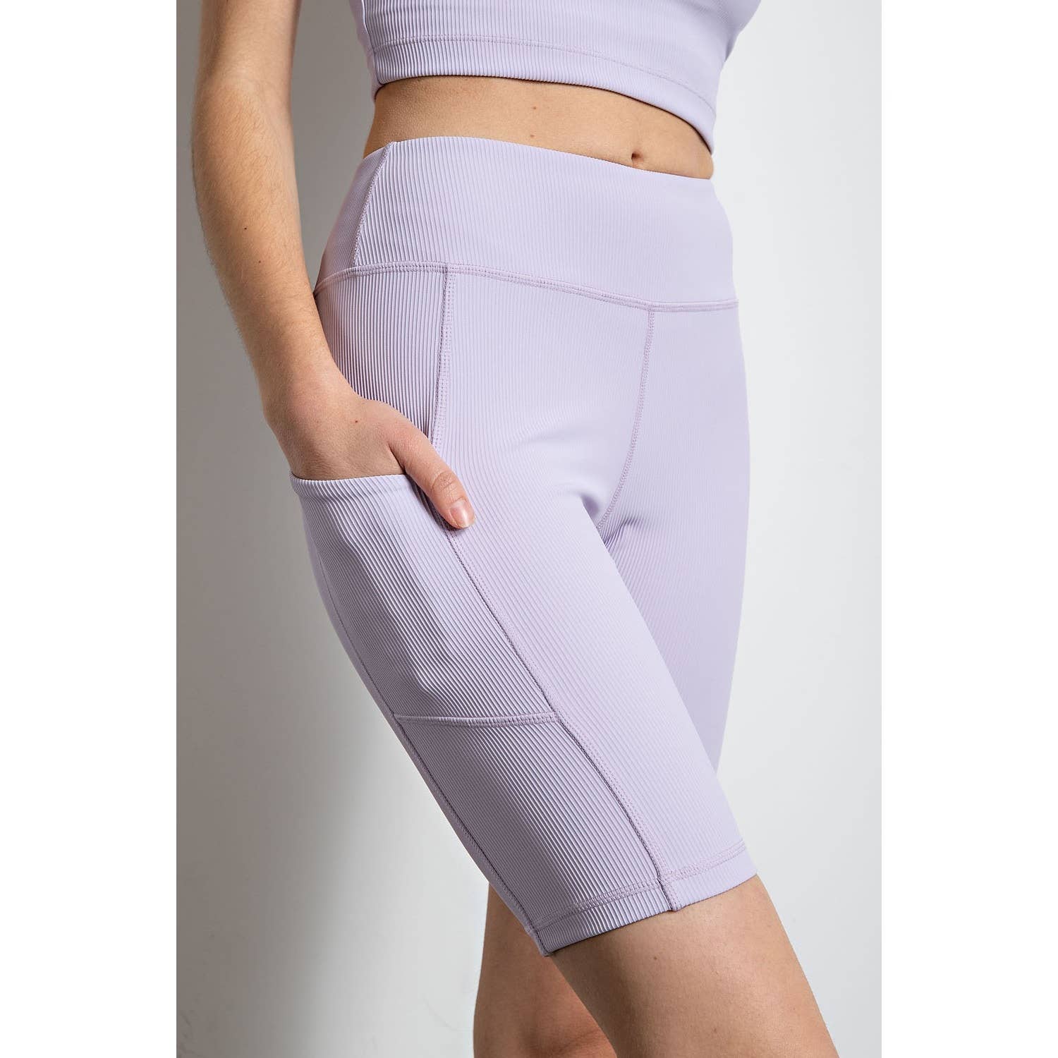 Rae Mode - Wholesale Athletic Shorts - Women's - NYLON RIB BIKER PANTS WITH SIDE POCKETS2