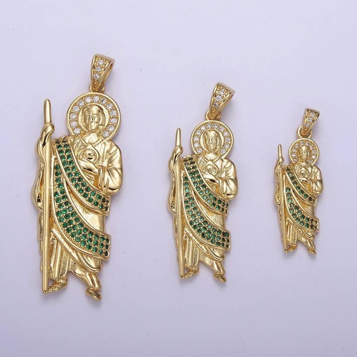 14k Gold Filled Saint Jude Necklace ~San Judas Tadeo Cadena~ Religious Saint Jude~ Grandiosa Cadena de San Judas N-552 - N-554 for wholesale by Aim Eternal