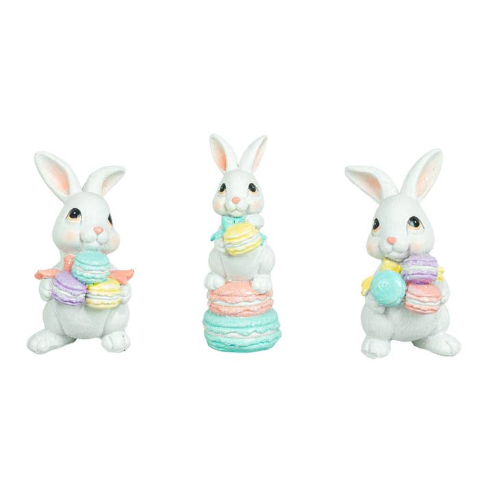 Lapin Cottontail avec Macarons 3 Assortis pour la vente par Hanna's Handiworks
