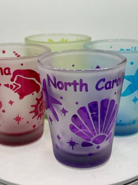 7 Star - Wholesale Shot Glass - North Carolina State Etching Shot Glass 2 oz Best Seller4