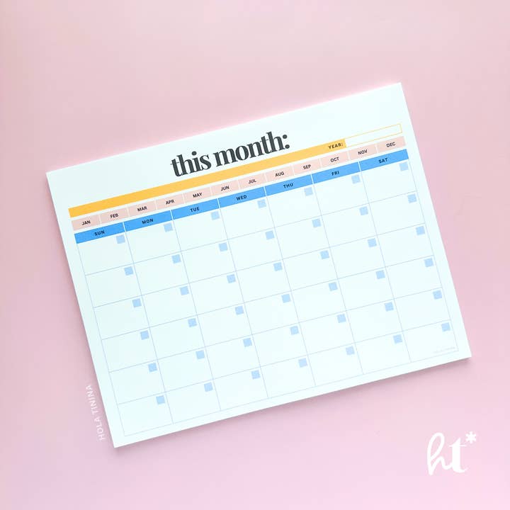 Hola Tinina - Wholesale Notepad - Undated Monthly Calendar Notepad Planner2