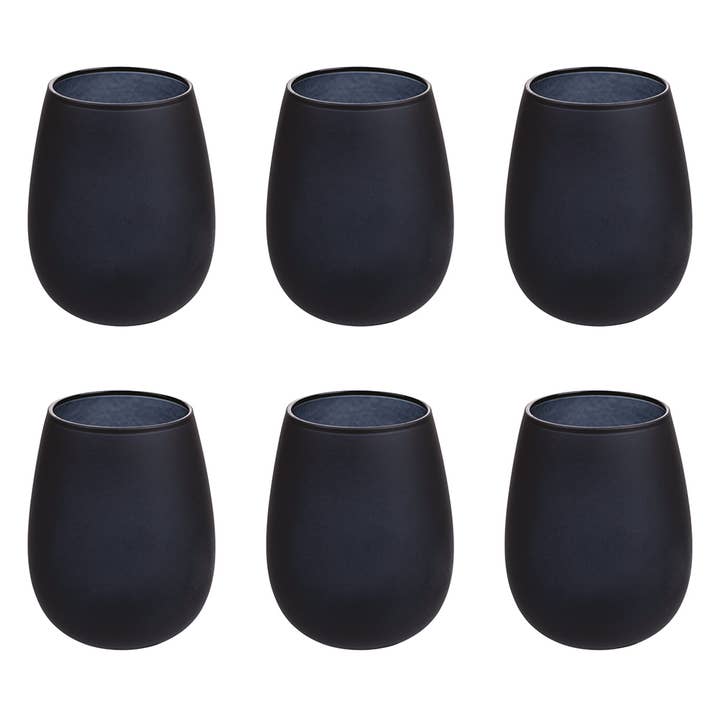 HAPPY HOUR SET OF 6 GLASSES 600ML FROSTED BLACK for wholesale by VdE Tivoli 1996
