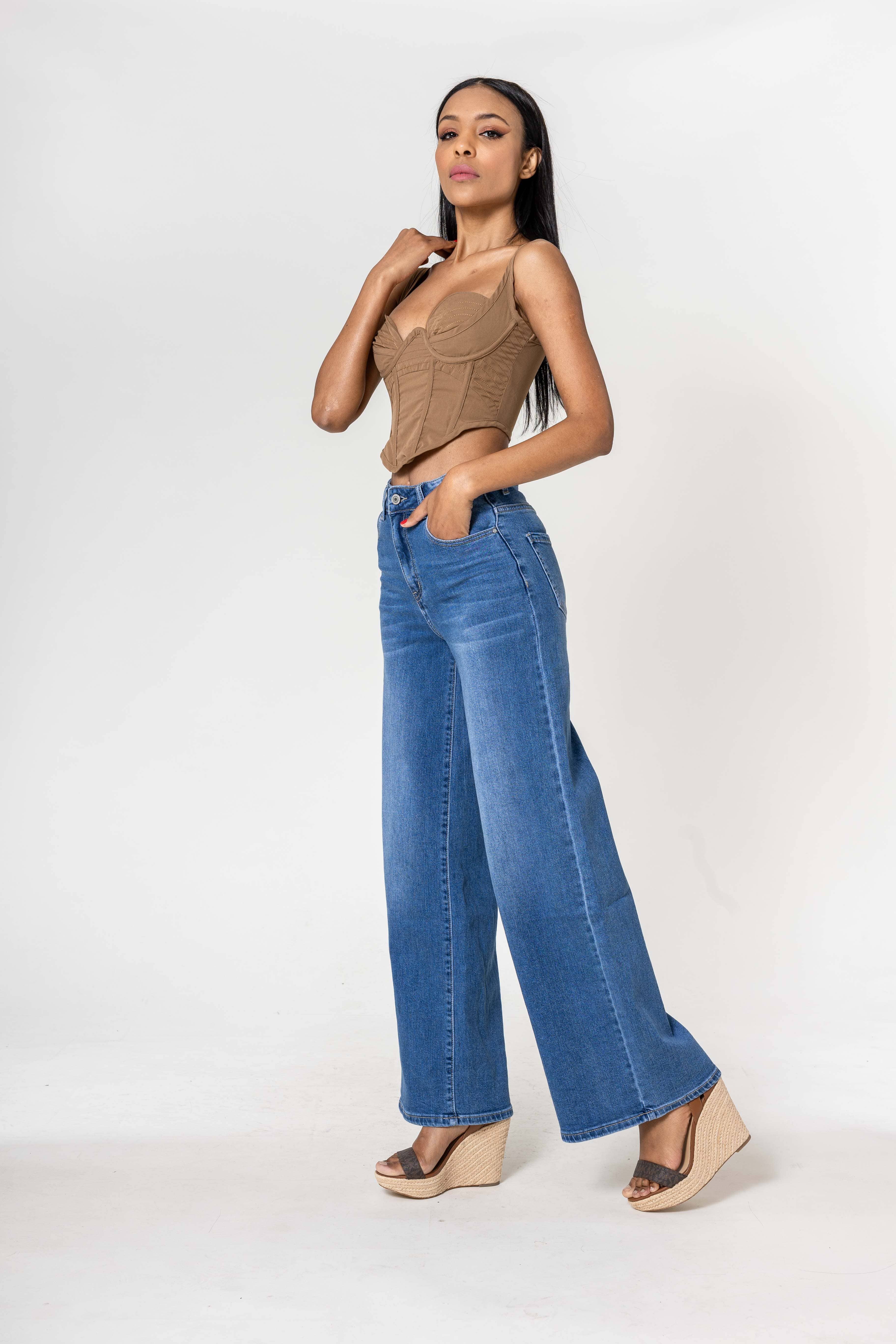 Nina Carter - Vente Jean – femme - Nina Carter super WIDE LEG taille haute stretch YY30011