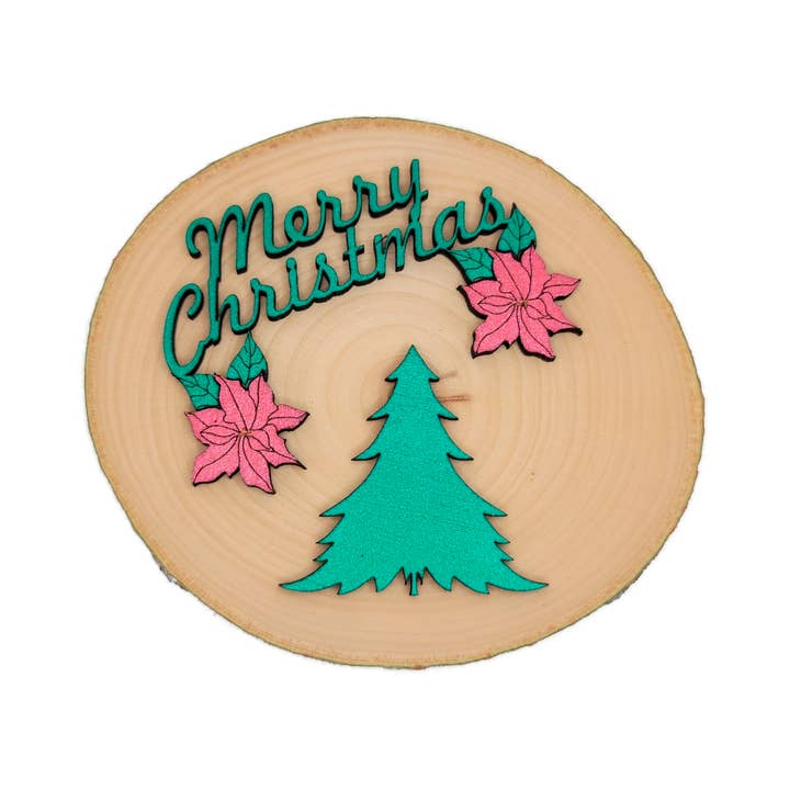 Merry Christmas W/Poinsettias Magnet for wholesale by Spears Creations