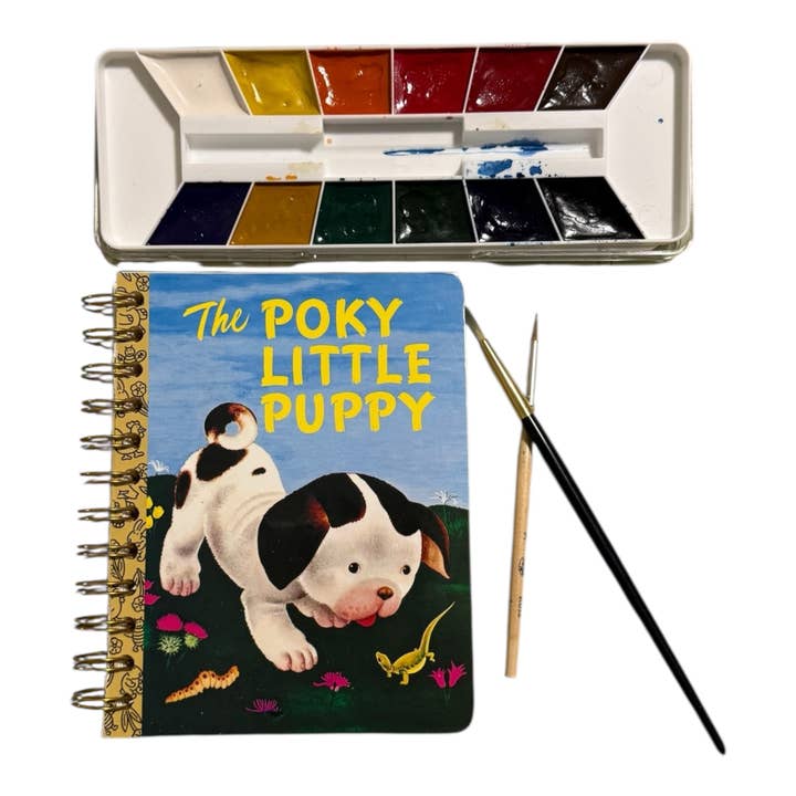 The Poky Little Puppy: Upcycled Hardcover Watercolor Journal for wholesale by StuckOnU Art
