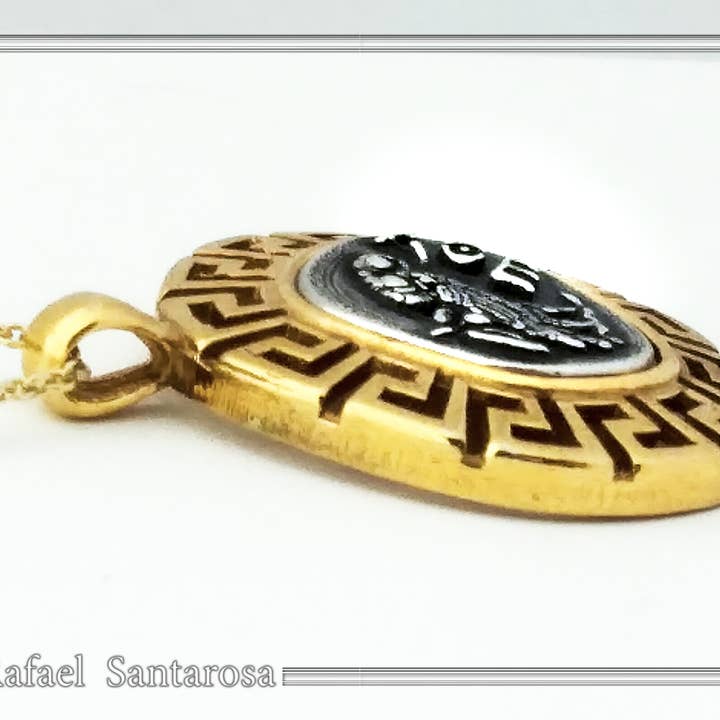 RAFAEL SANTAROSA - Wholesale Pendant/Charm Necklace - Owl coin pendant. Athena's owl necklace tetradrachm oxidized10