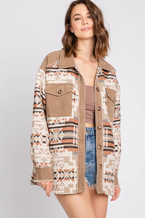 ELLEBORN – Engroshandel Skjortejakke/shacket – til kvinder – Eksklusiv Aztec Contrast Jacket 3466T7