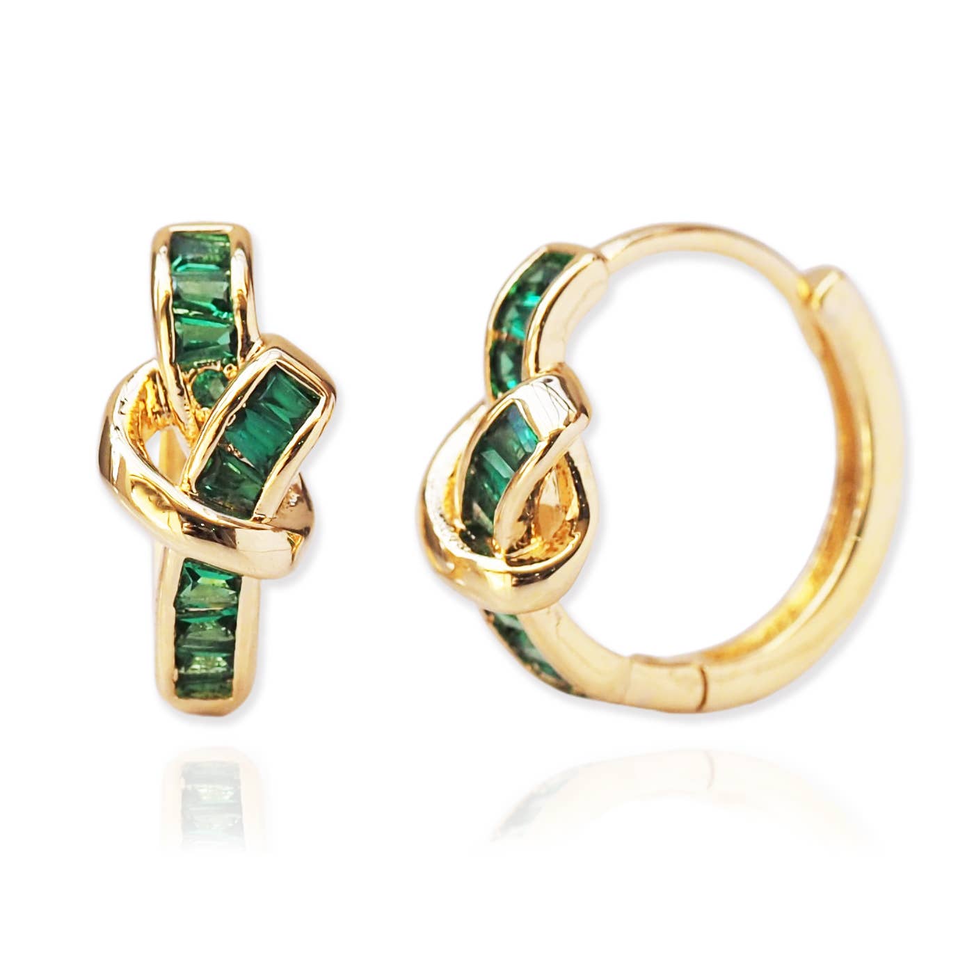 Tai Jewelry - Wholesale Huggie Earrings - Love Knot Baguette Art Deco Huggie0