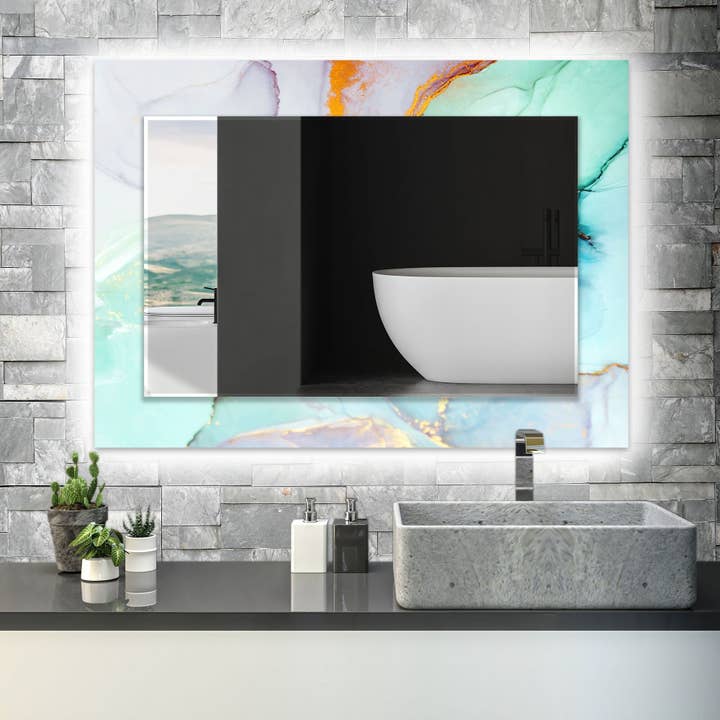 Abstract Tempered Glass Wall Mirror for wholesale by MyPhotostation