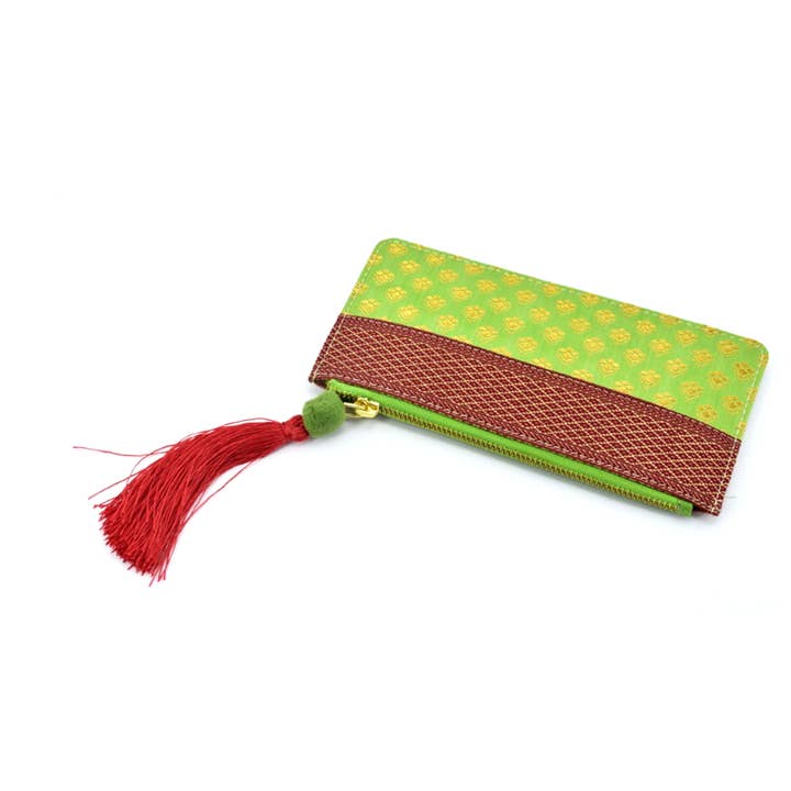 Handmade Sari Pouch Green for wholesale by Globe Enterprise