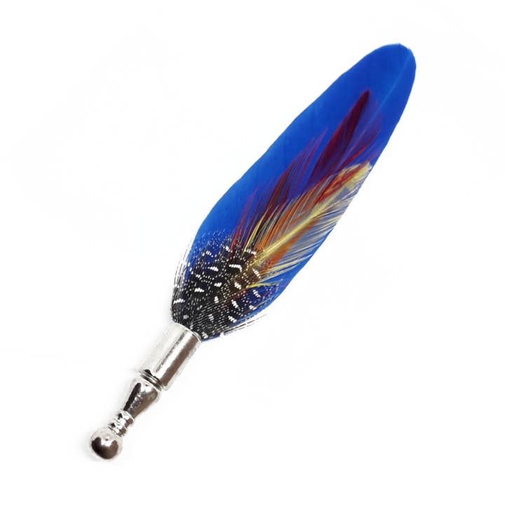 Blue Feather Lapel Pin for wholesale by Mrlapel