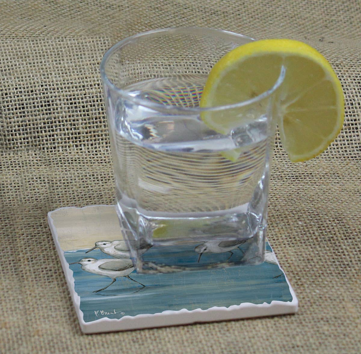 CounterArt/Highland Home/Thirstystone - Wholesale Coasters - Sandpipers On The Beach Single Absorbent Tumbled Tile Coaste1