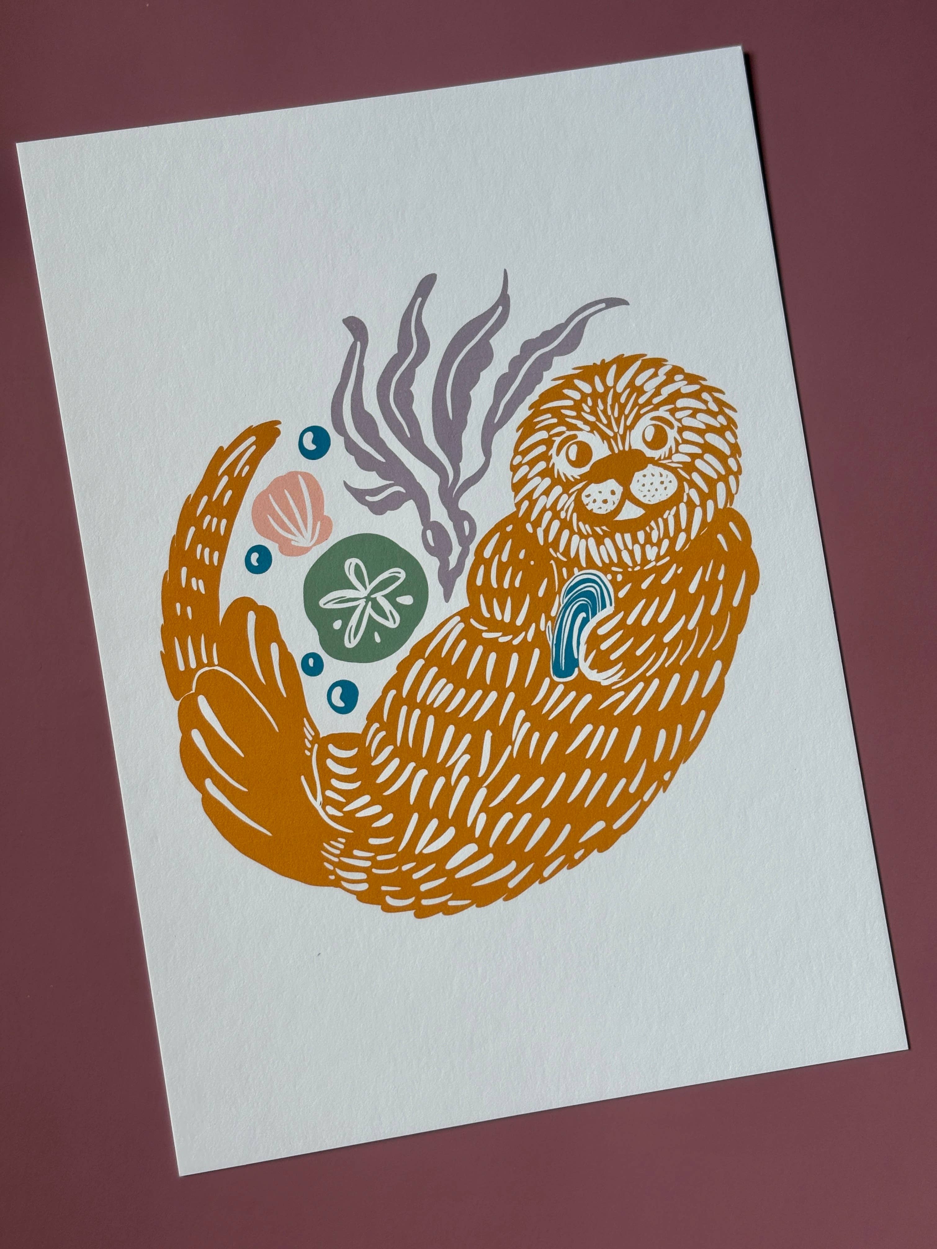 Melissa Pothier Art - Wholesale Art Print - Sea Otter Print, Ocean Animal, Otters, Otter Art, Beach Art3