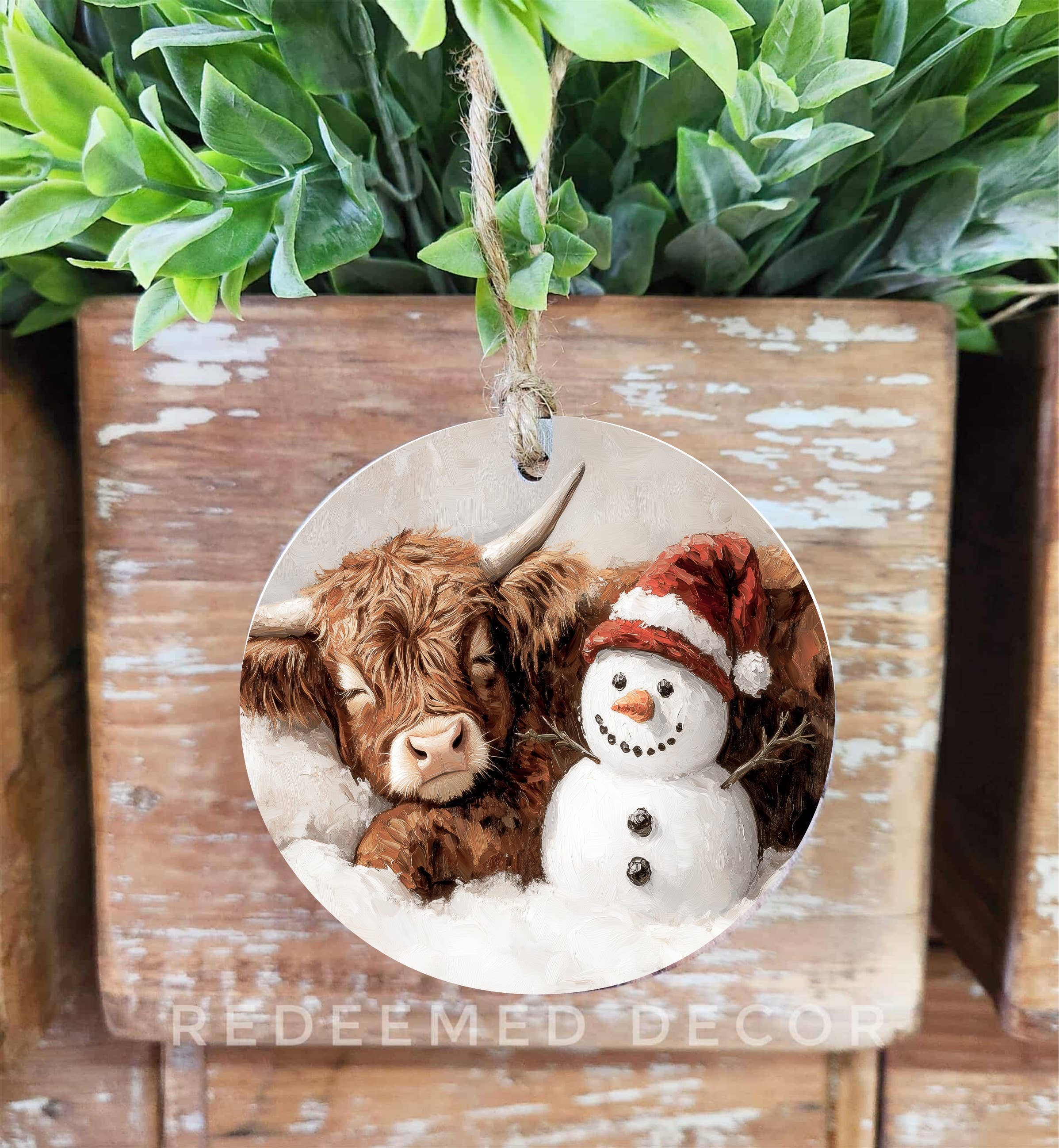 Redeemed Decor - Wholesale Ornament - Wood Ornament Highland Snowman