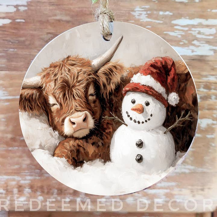 Redeemed Decor - Wholesale Ornament - Wood Ornament Highland Snowman0