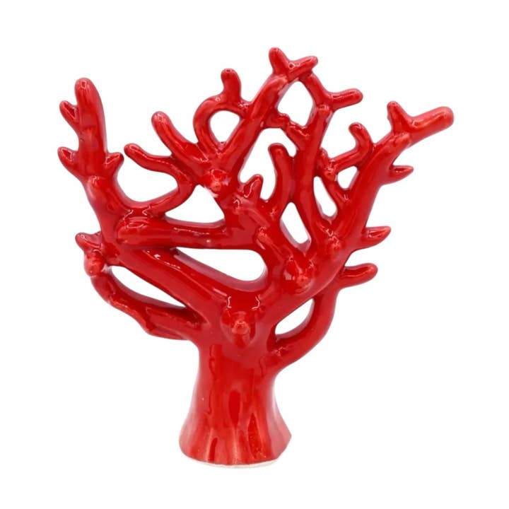Koralkvist i Caltagirone-keramik i rød farve 20 cm. for engroshandel hos Made in eatalia