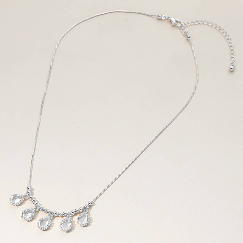 Sensibling Corp. – wholesale Pendant/charm necklace – Teardrop Stone Cluster Charm Beaded Necklace
5