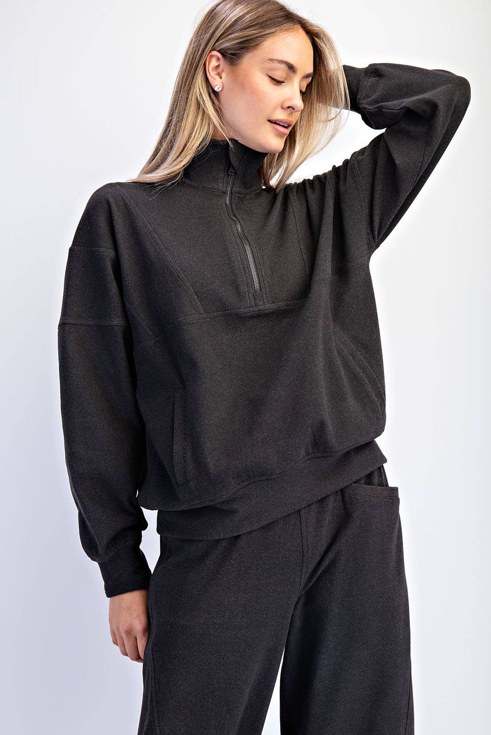 Rae Mode - Wholesale Lounge Top - Women's - BRUSHED RIB QUARTER ZIP PULLOVER16