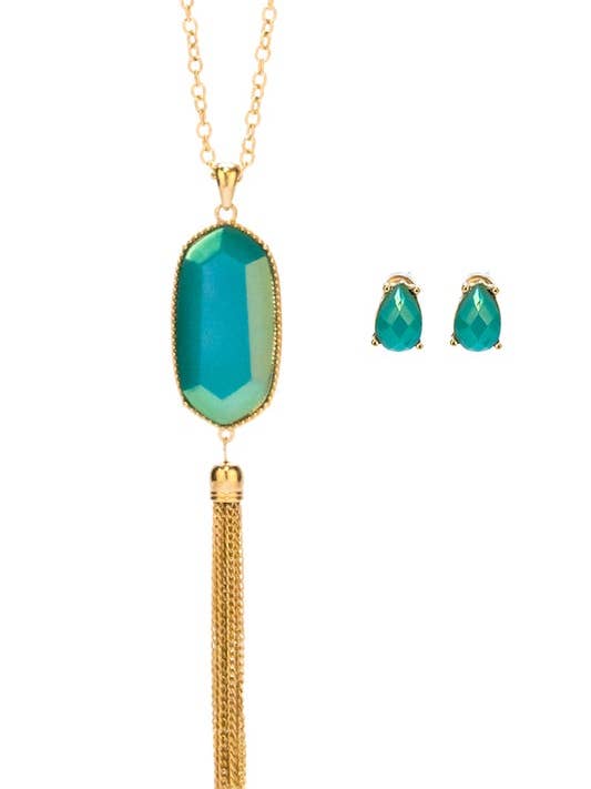 Charming Hexagon Acrylic With Tassel Necklace - Single Piece for wholesale by Suzie Q USA