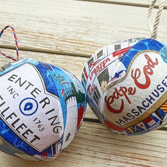 Domesticadence - Wholesale Ornament Set - Hand-Drawn Cape Cod Handmade Mini-Globe- Custom Town Sign5
