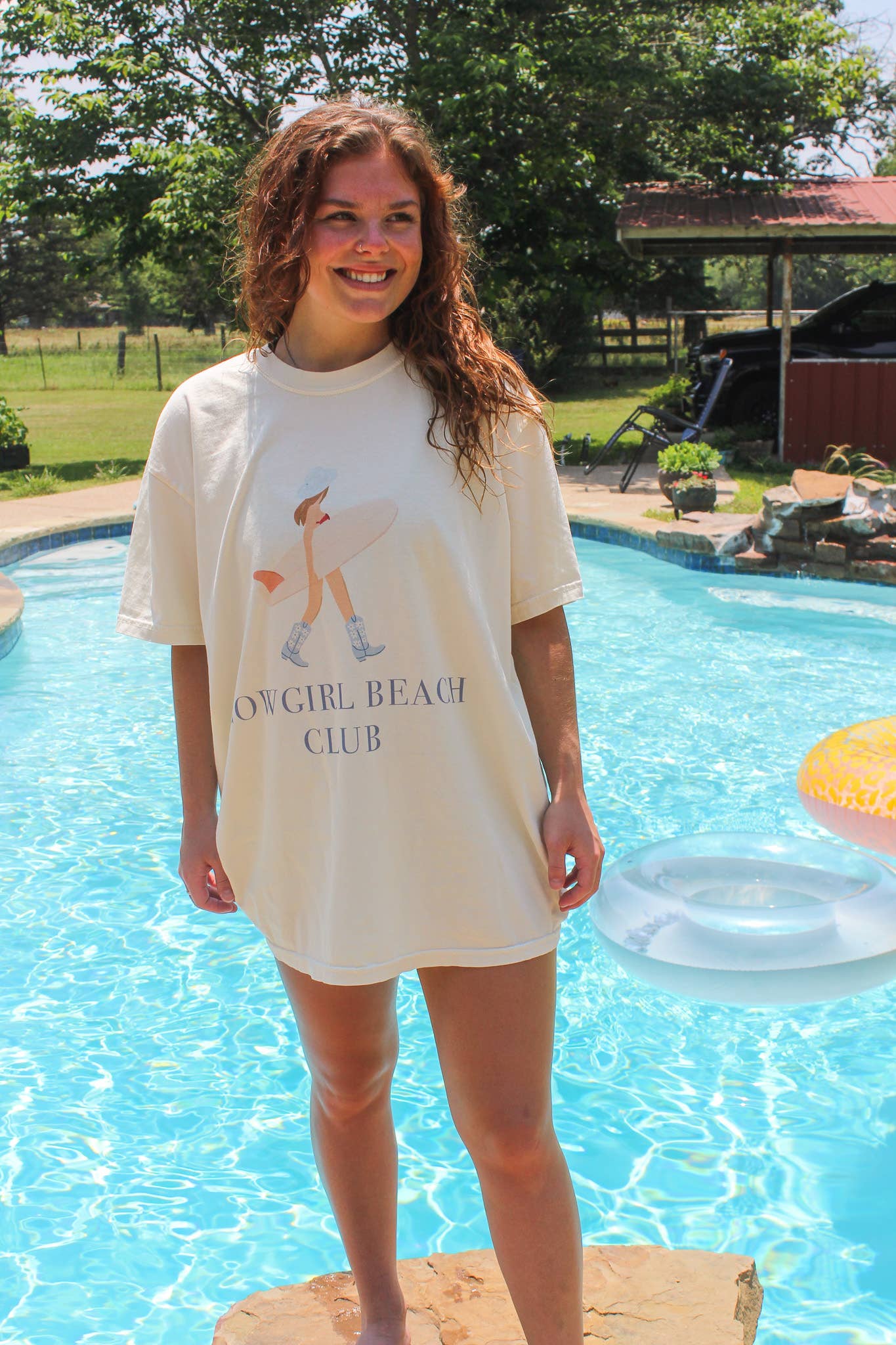 Spirit+Tribe - Wholesale Screen Printed T-Shirt - Women's - Ivory Cowgirl Beach Club Women's Graphic T-Shirt2