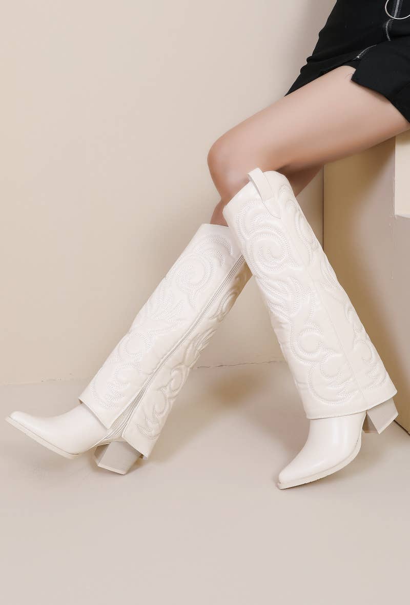 Joia Paris - Wholesale Boots - Women's - Santiag boot with heel, stitched pattern, and WZ-92 cuff10