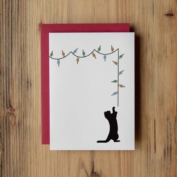 Holiday Cat Greeting Card for wholesale by Green Bean Graphics