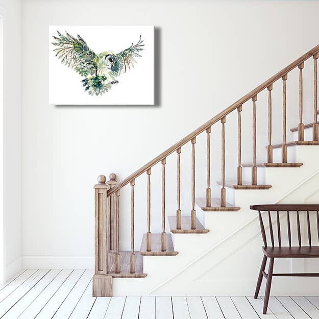 TopCanvas – wholesale Art print – Flying Owl With Trees And Leaves Double Exposure Canvas8