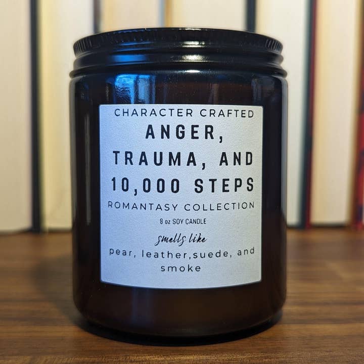 Bougie inspirée d'un livre - Colère, traumatisme et 10 000 pas pour la vente par Character Crafted