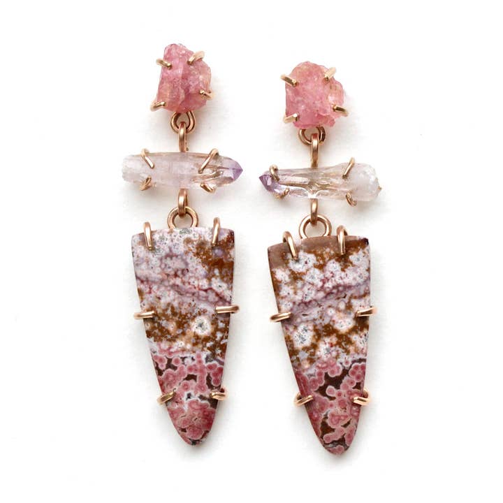 Boucles d'oreilles en jaspe océanique et spinelle pour la vente par Alana Douvros Jewellery