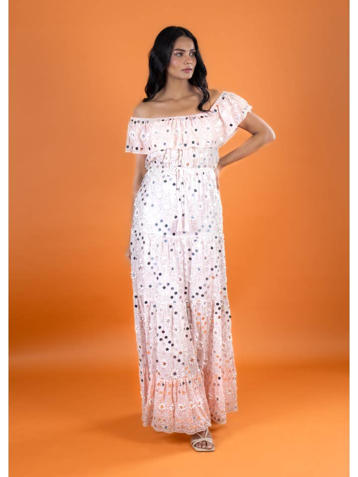 Anannasa Lifestyle - Wholesale Dress - Women's - ANGEL OFFSHOULDER MAXI DRESS PEACH, lined5