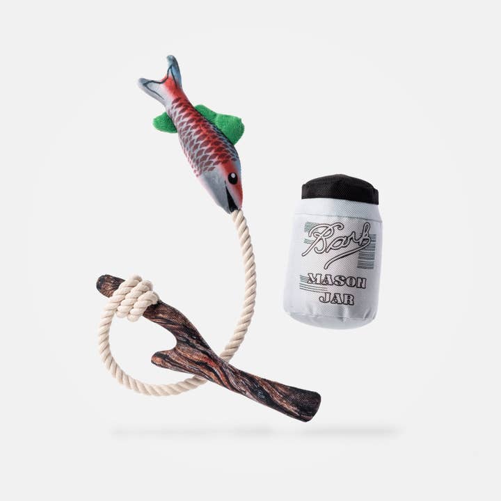 Giocattoli per cani in barattolo di vetro e pesce durevoli 2 pezzi per masticatori aggressivi per la vendita all'ingrosso da parte di Silver Paw