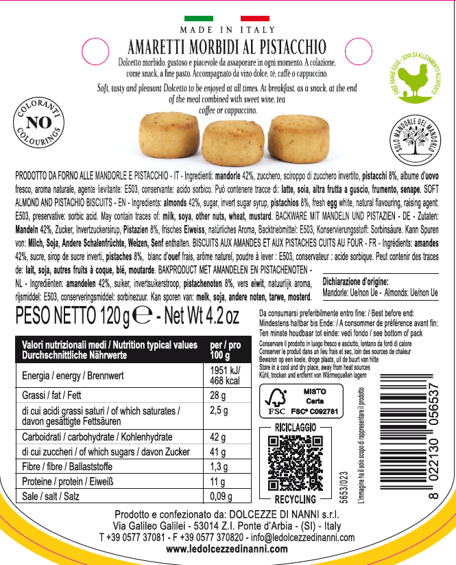 Le Dolcezze di Nanni – Großhandel Cookie – 5653 weiche Pistazien-Makronen, Einzelportion, Toskana2