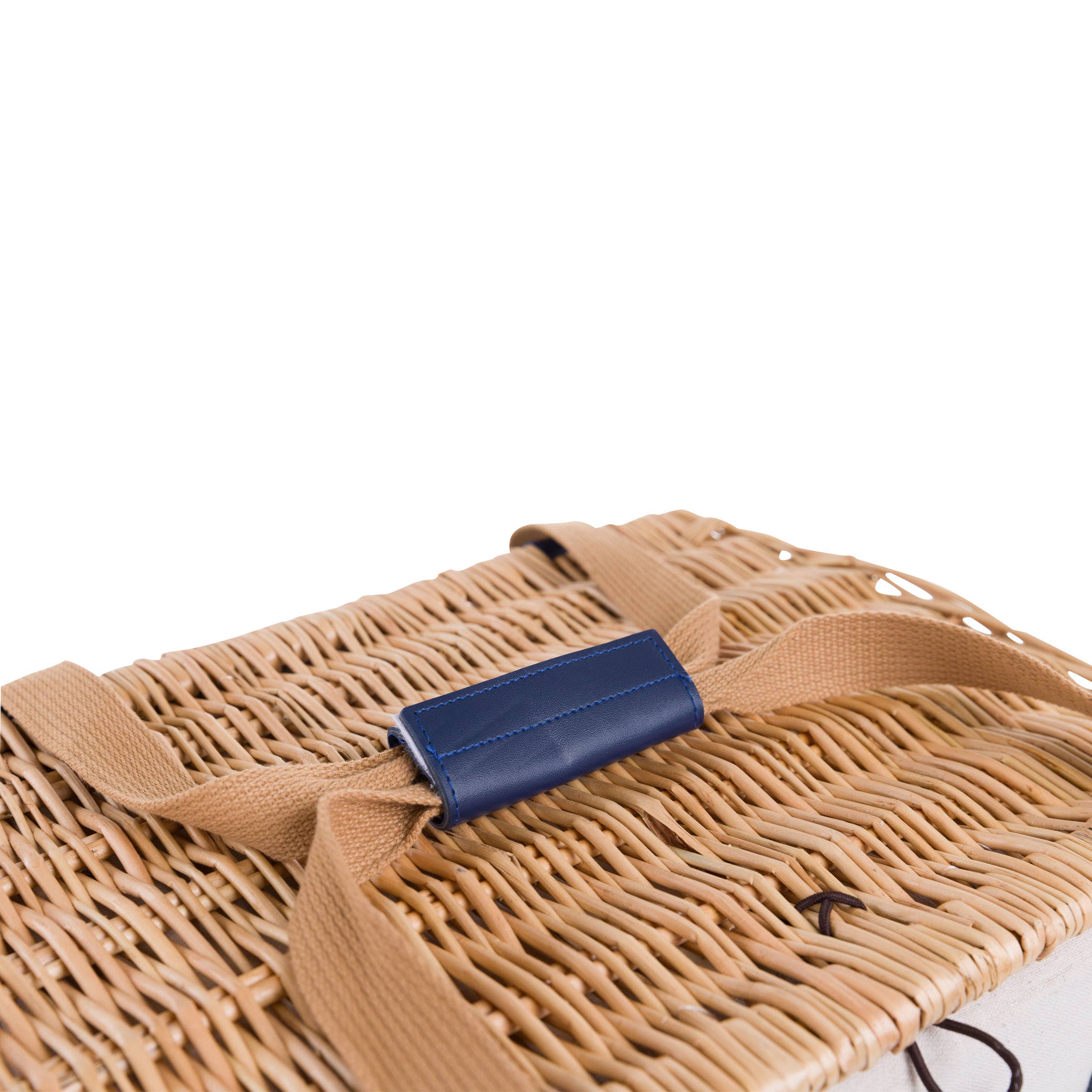 Beige Canvas with Navy Blue Accents Boardwalk Picnic Basket for 2 for wholesale on Faire17