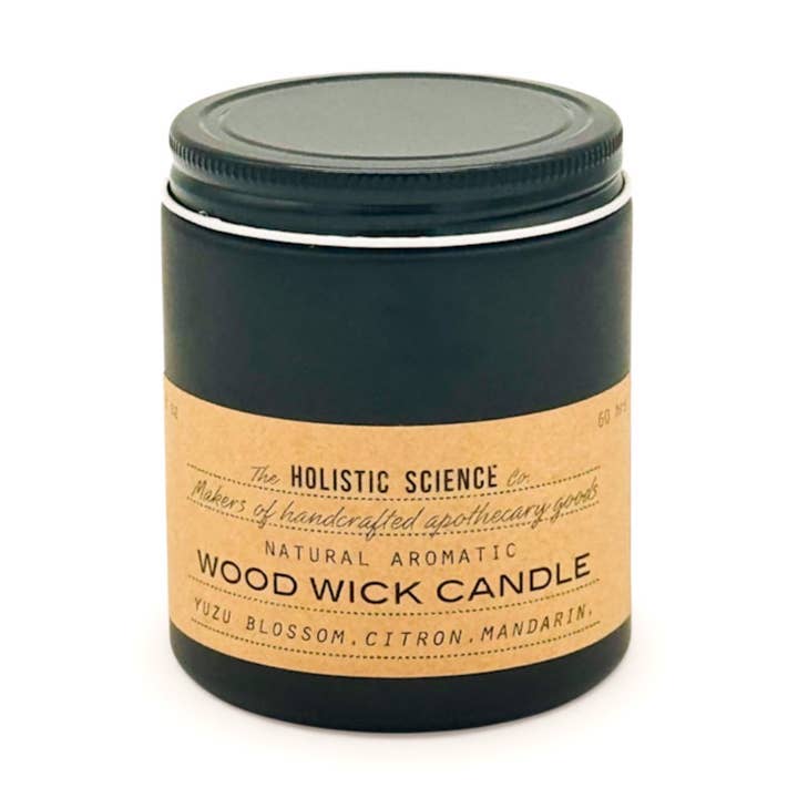 Aromatic Wood Wick Candle: Yuzu Blossom. Citron. Mandarin. for wholesale by The Holistic Science Co.®