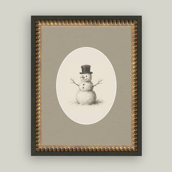 Petal Lane Home - Wholesale Christmas Wall Art - Oval Snowman Framed Antique Art2