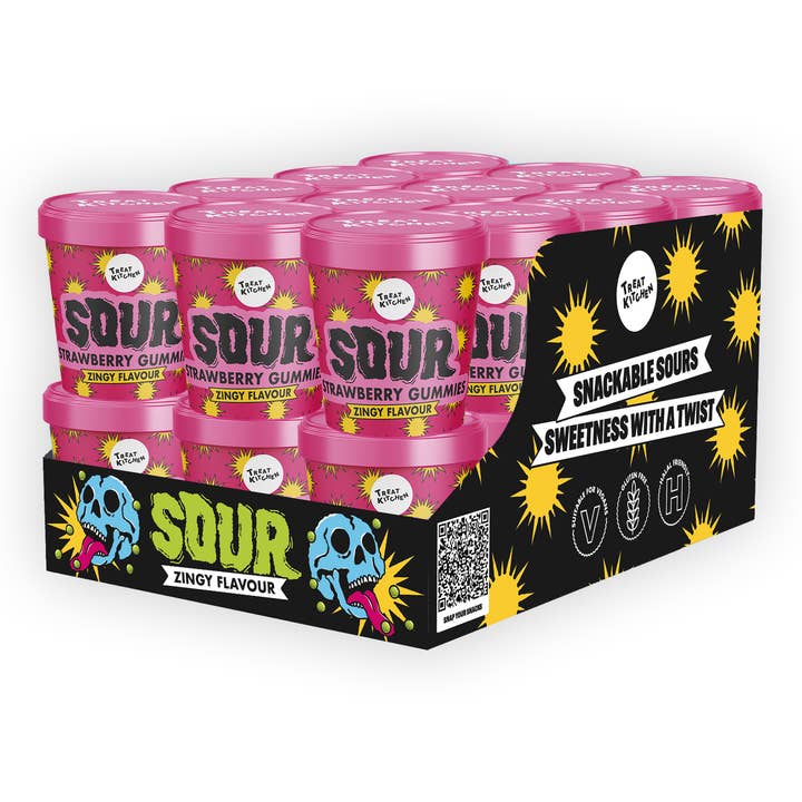 Treat Kitchen - Wholesale Gummy - Sour Pink Strawberry Cubes 90g - (24 units)