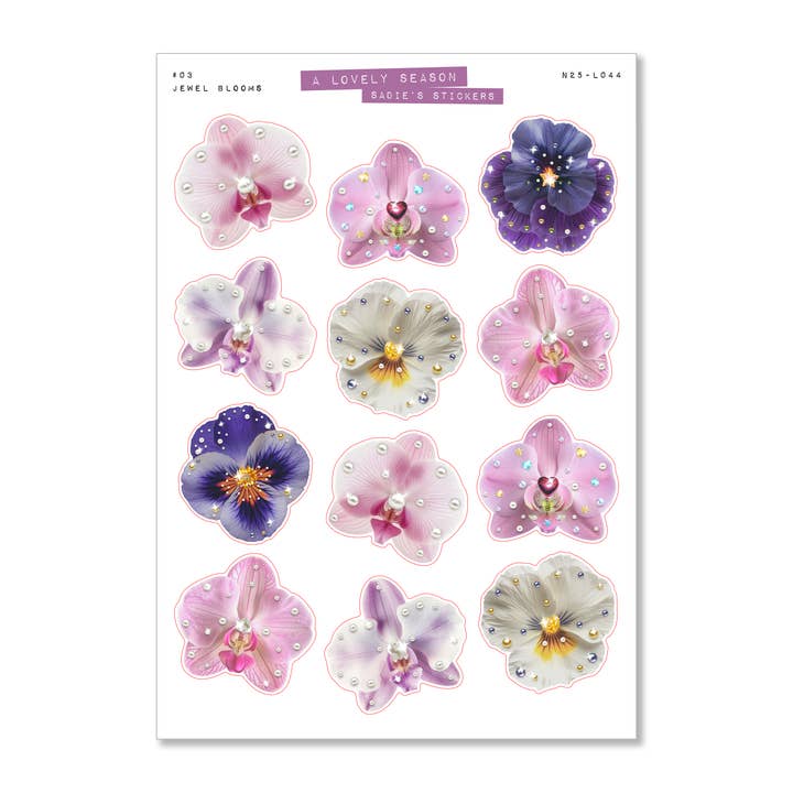 Juwelenblüten • Ein schöner Saison-Aufkleberbogen für den Großhandel von Sadie's Stickers