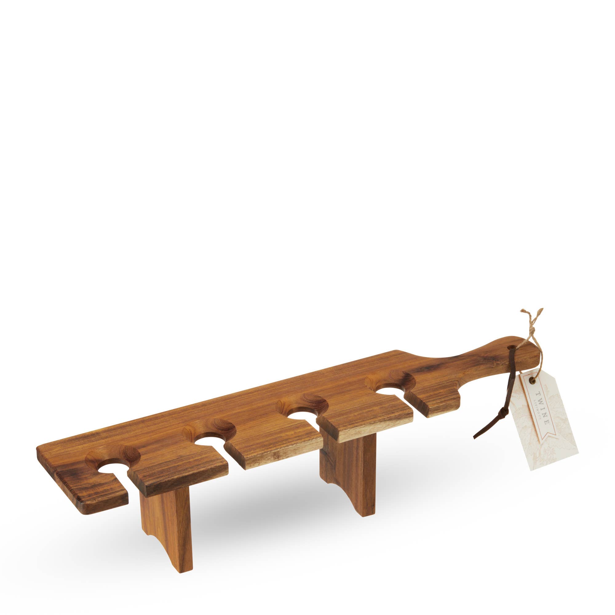 Twine - Wholesale Serving Tray - Acacia Stemmed Wine Glass Flight Carrier Serving Board1