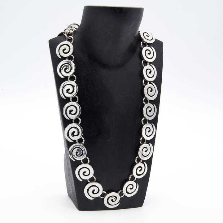 Set of Coiled Sterling Silver Necklace, Bracelet and Earrings for wholesale by Renata Rubio 92.5