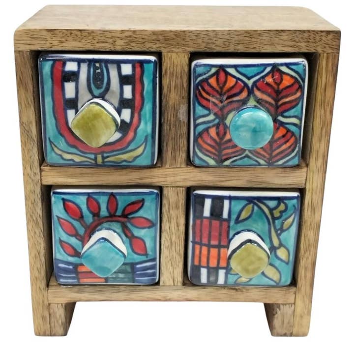 4 Drawer Geometric Design Box 15x17x9cm for wholesale by Status Collections