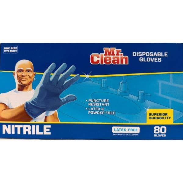 St. Louis Wholesale LLC - Wholesale Cleaning Gloves - Mr. Clean Nitrile Gloves - 80Count Pack Latex & Powder FreeÂ