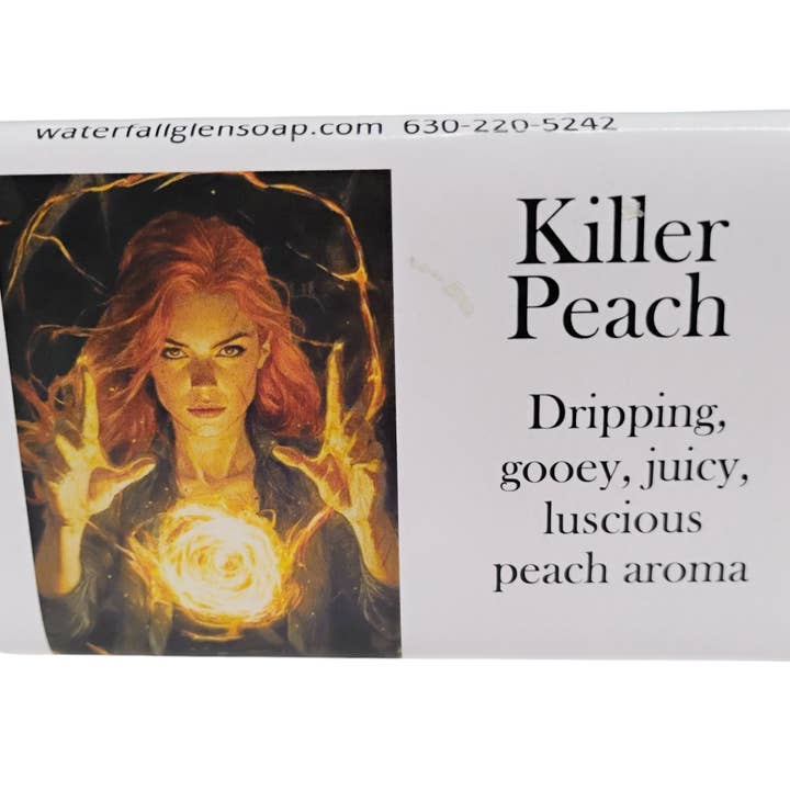 Killer Peach, succulent peach aroma bar soap for wholesale by Waterfall Glen Soap Company, LLC