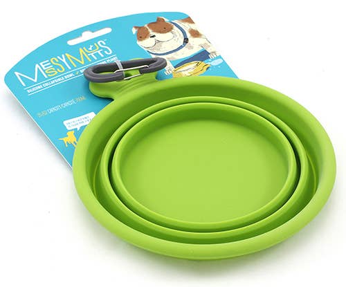 Messy Mutts Silicone Collapsible Bowl Green Small for wholesale by Pet Palette Distribution