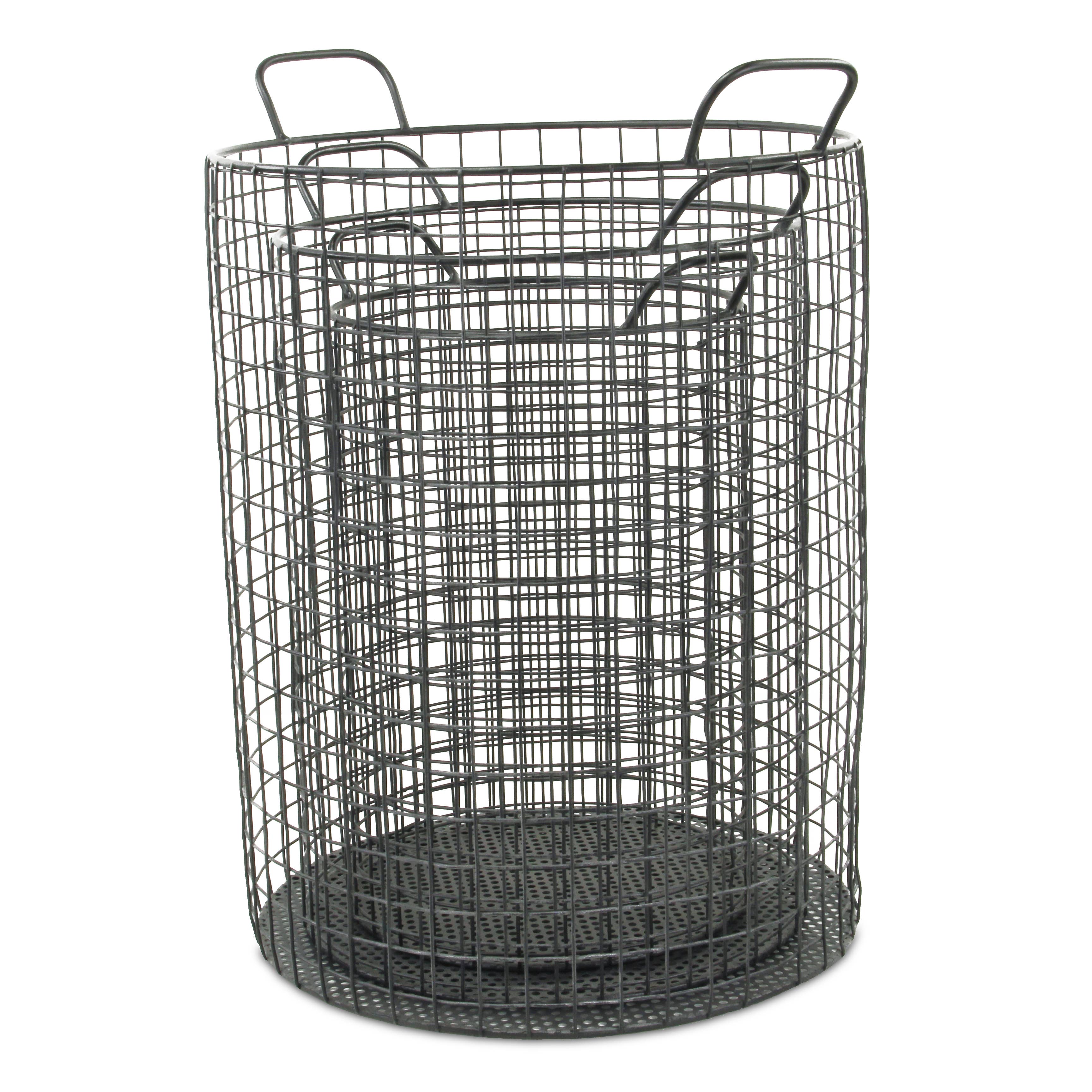Cheungs Home Decor - Wholesale Basket - Crafton Set of 3 Metal Cylinder Wire Baskets2