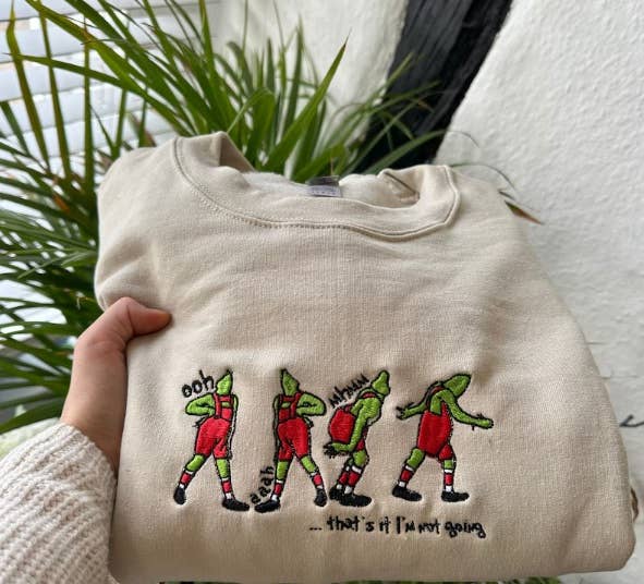 NufNuf Creations - Wholesale Sweatshirt - Unisex - grinch embroidered crewneck sweater