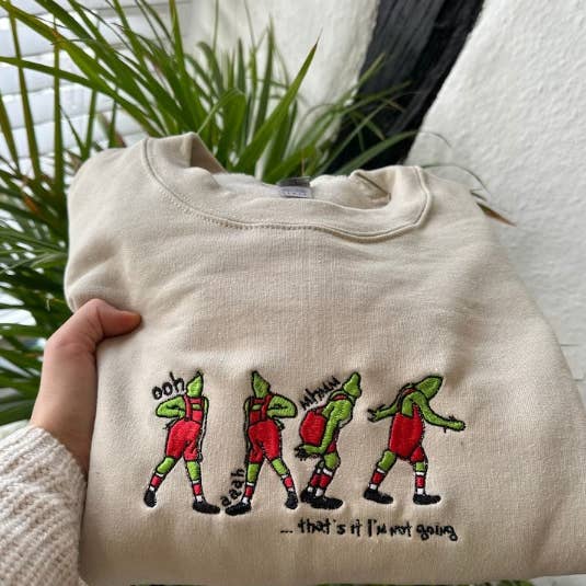 NufNuf Creations - Wholesale Sweatshirt - Unisex - grinch embroidered crewneck sweater 0