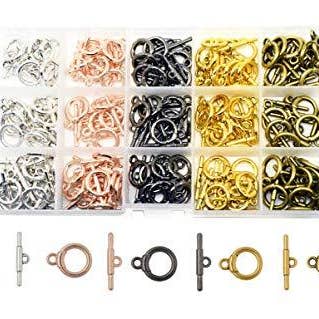 Mandala Crafts – material para artesanato por atacado – Fecho de alternância Mandala Crafts, fecho de barra em T de metal para fabricação de joias a granel, ouro rosa, bronze, bronze, prata, tom dourado