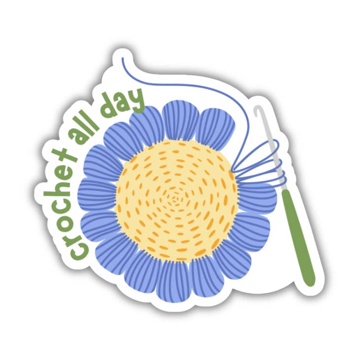 Crochet All Day Sticker for wholesale by Paper Crane Shop