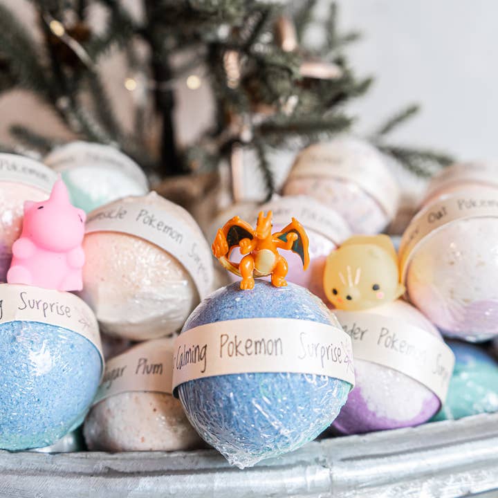 Triple Lotus Wellness - Wholesale Bath Bomb/Fizz - Kids Organic Bath Bombs with Squishy or Pokemon Toy